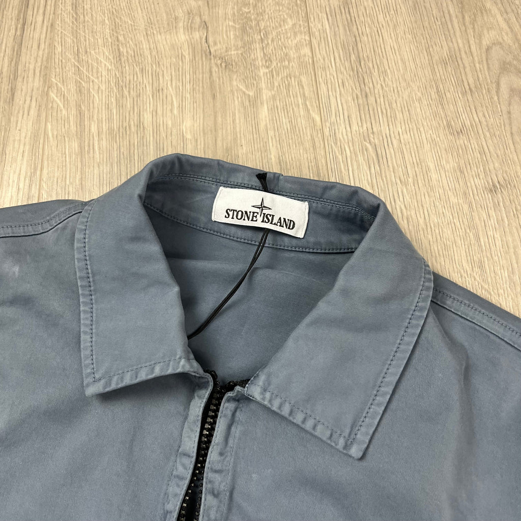 Stone Island Zip Overshirt - Avio Blue -Usfansport