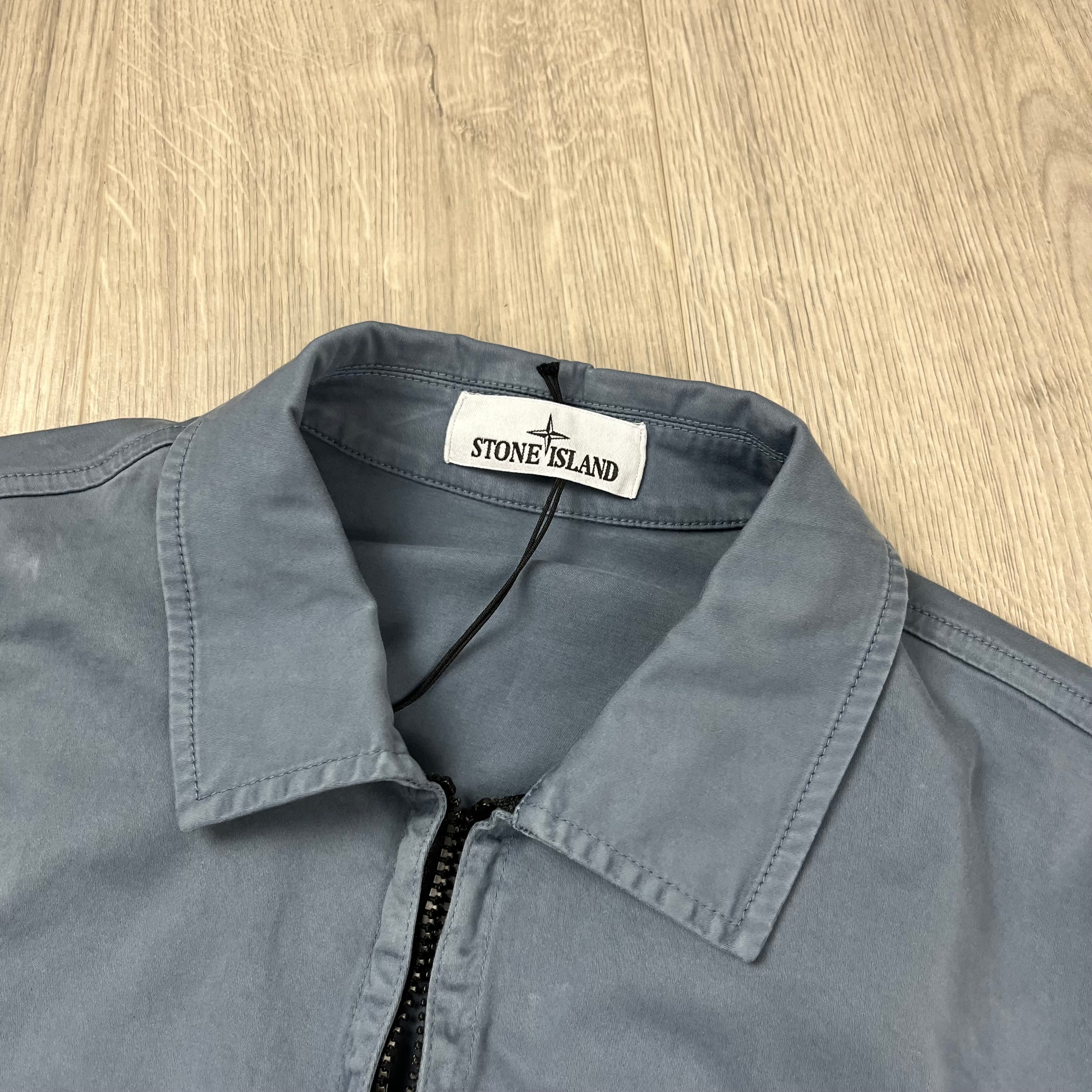 Stone Island Zip Overshirt - Avio Blue -Usfansport