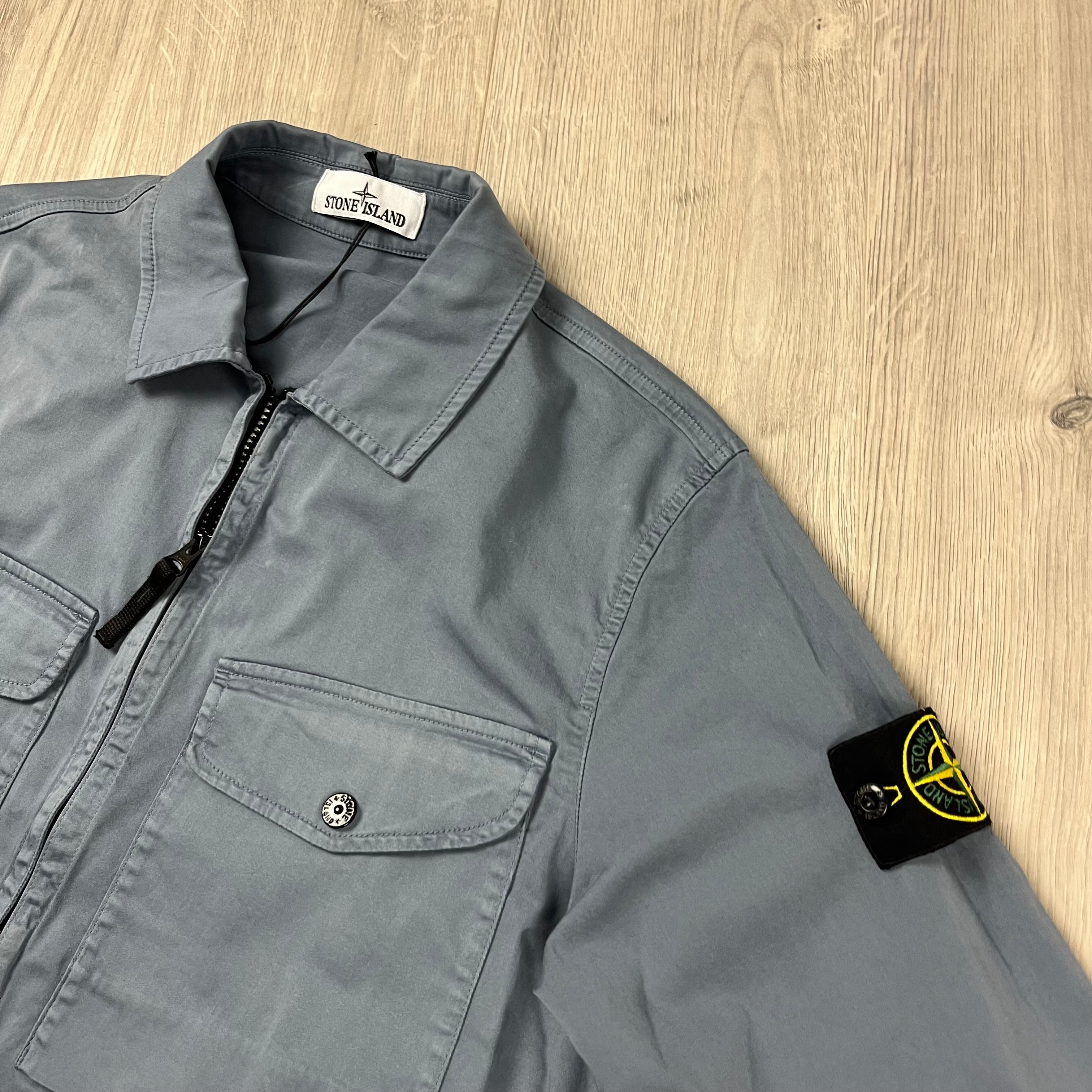 Stone Island Zip Overshirt - Avio Blue -Usfansport