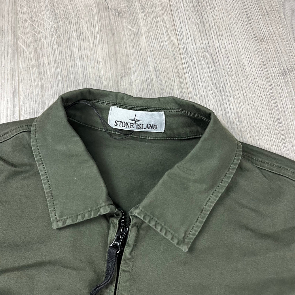Stone Island Zip Overshirt - Military -Usfansport