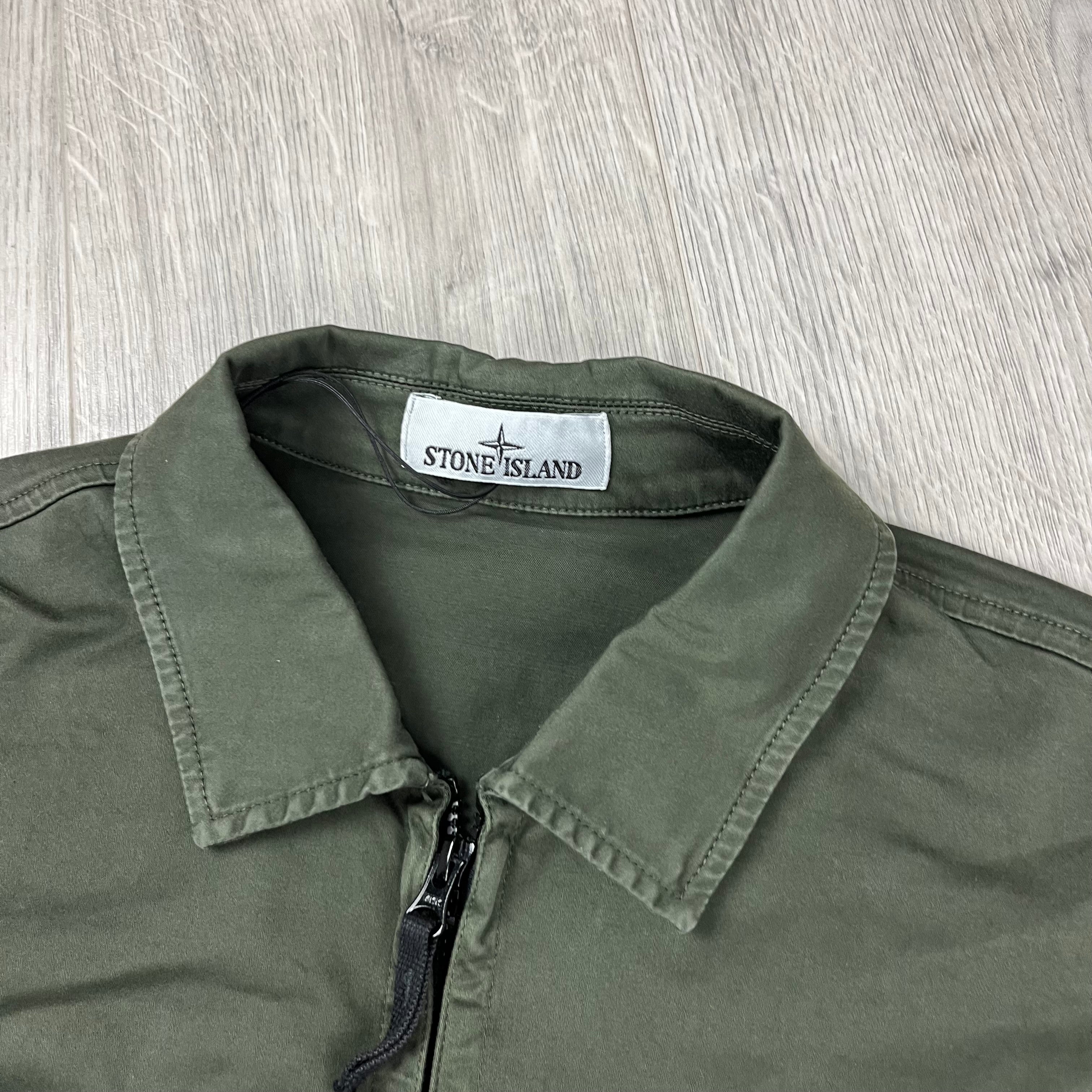 Stone Island Zip Overshirt - Military -Usfansport