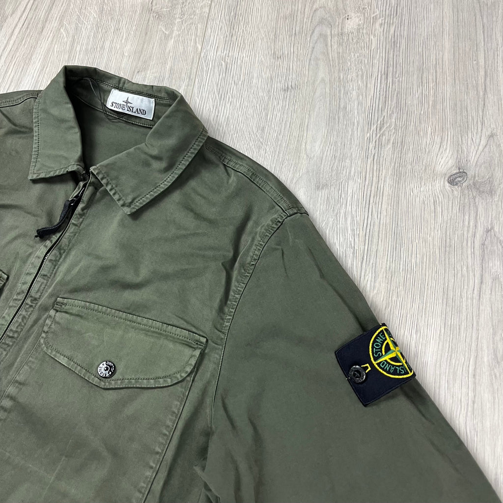 Stone Island Zip Overshirt - Military -Usfansport