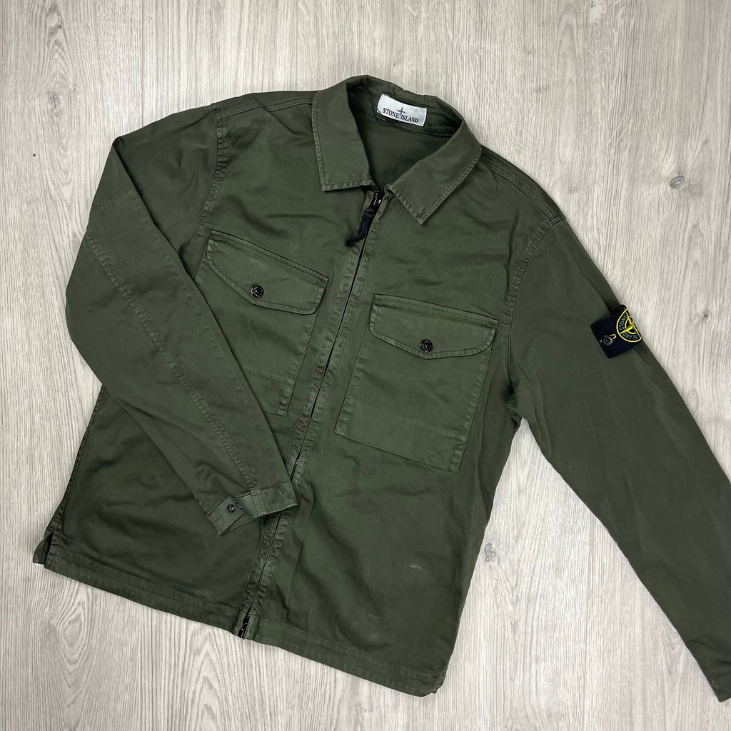 Stone Island Zip Overshirt - Military -Usfansport