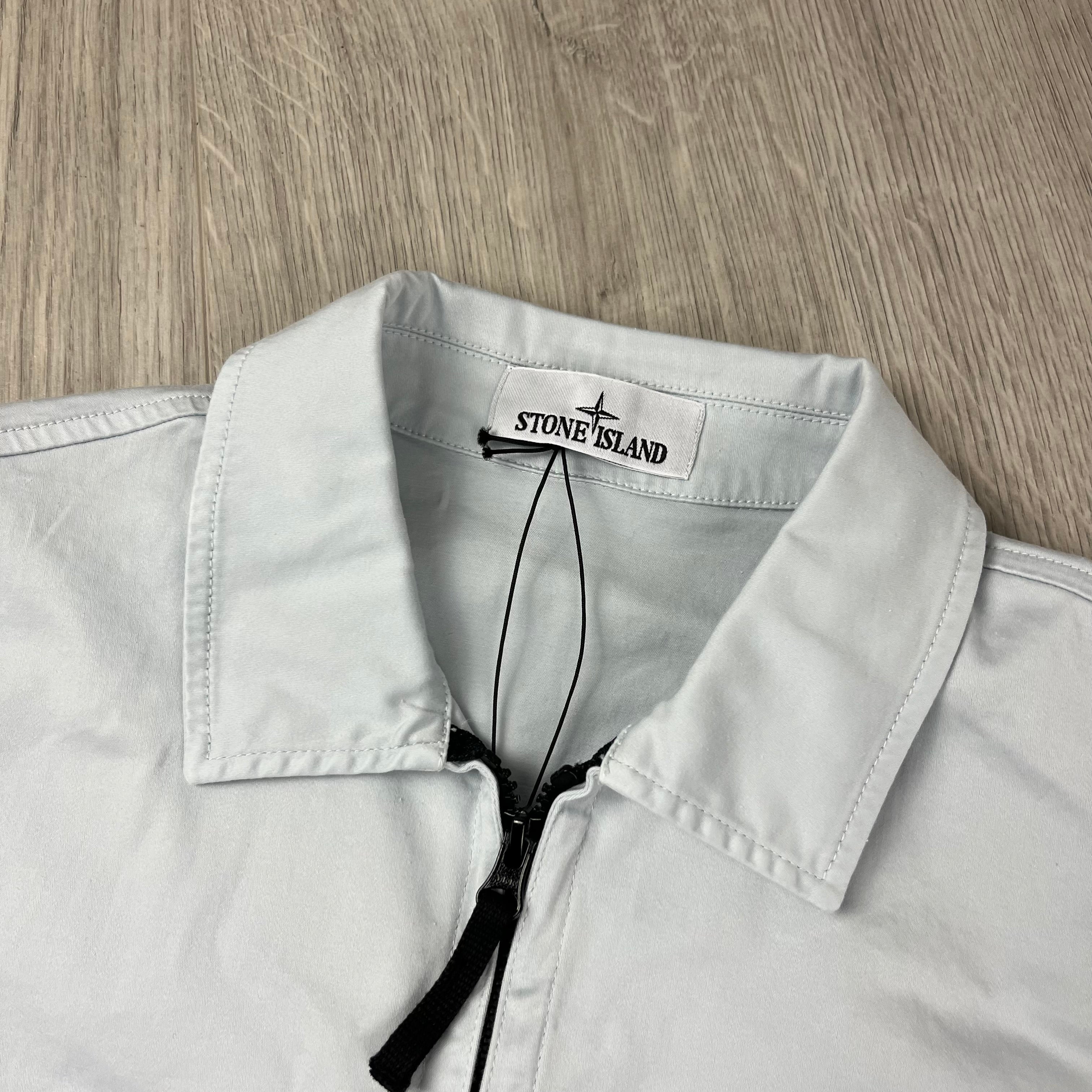 Stone Island Zip Overshirt - Sky Blue -Usfansport