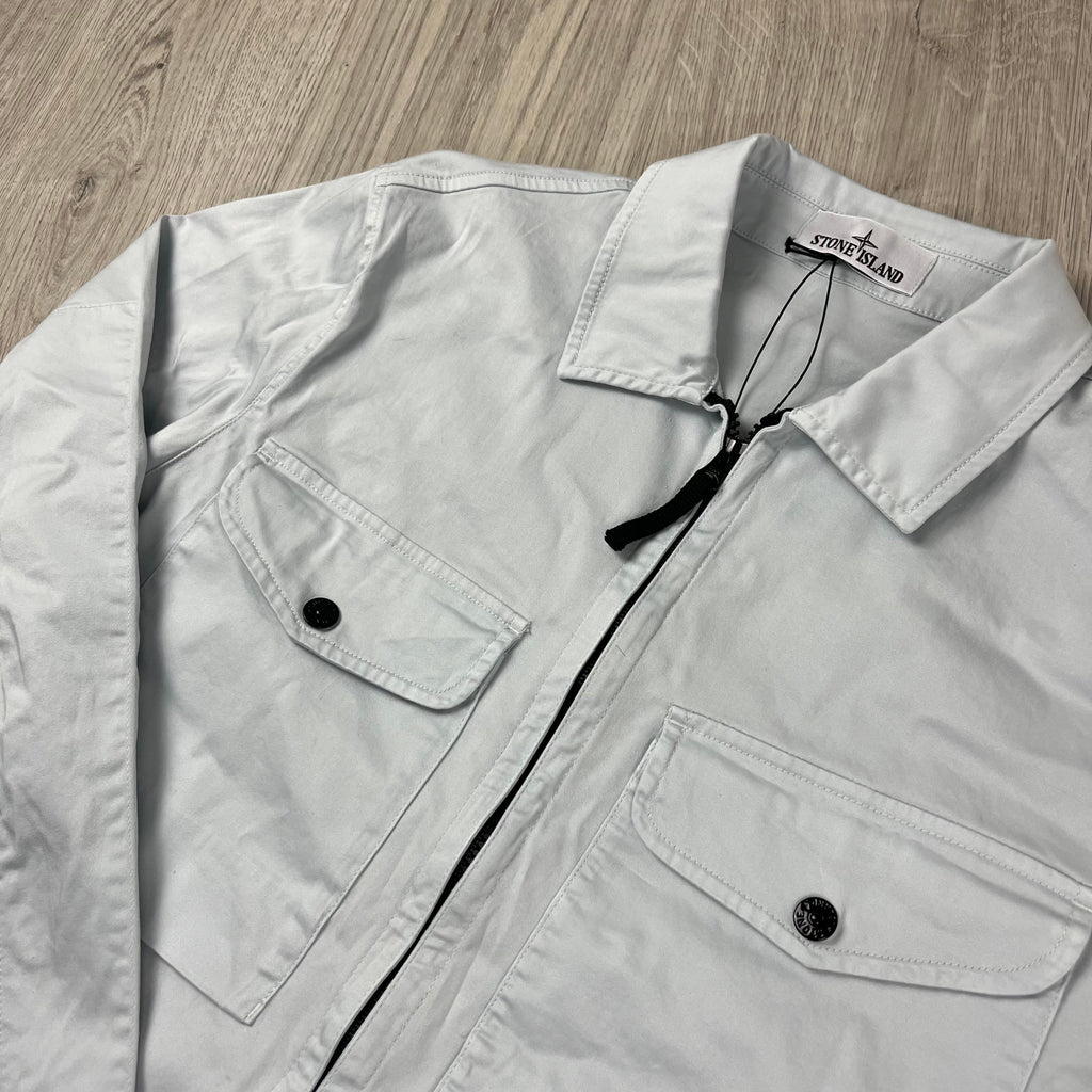 Stone Island Zip Overshirt - Sky Blue -Usfansport