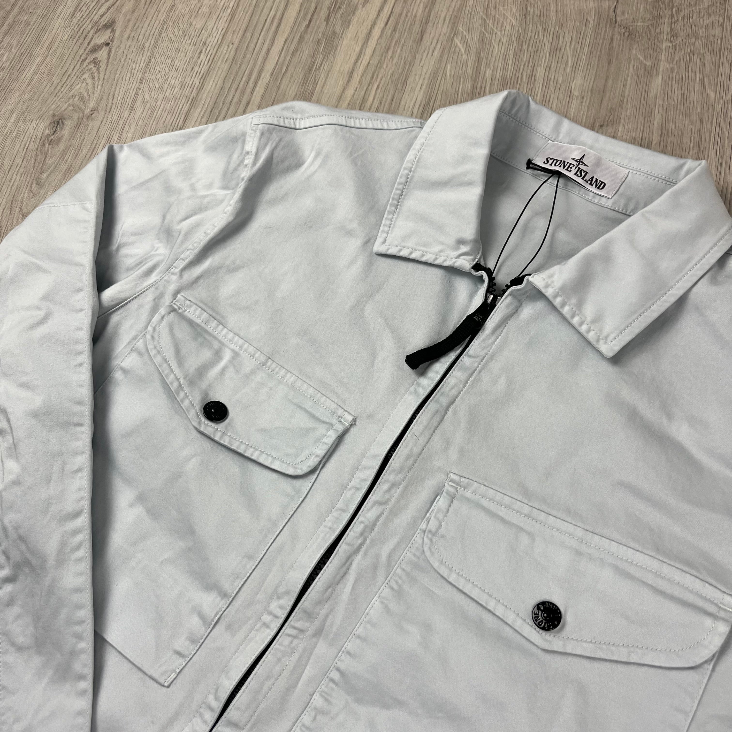 Stone Island Zip Overshirt - Sky Blue -Usfansport