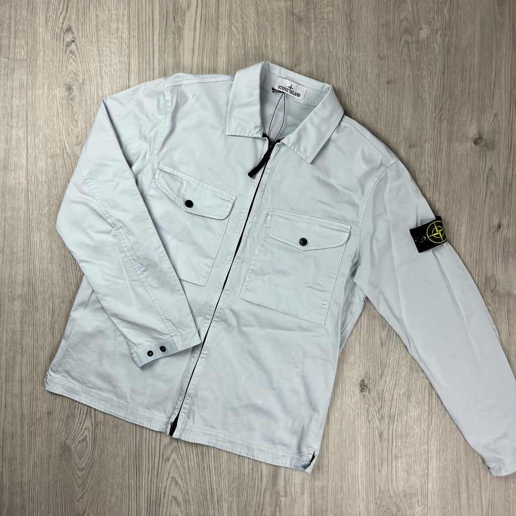 Stone Island Zip Overshirt - Sky Blue -Usfansport