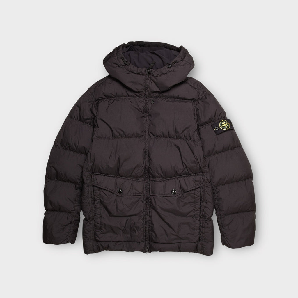 Stone Island Garment Crinkle Reps Dun Hooded Jakke I Sort