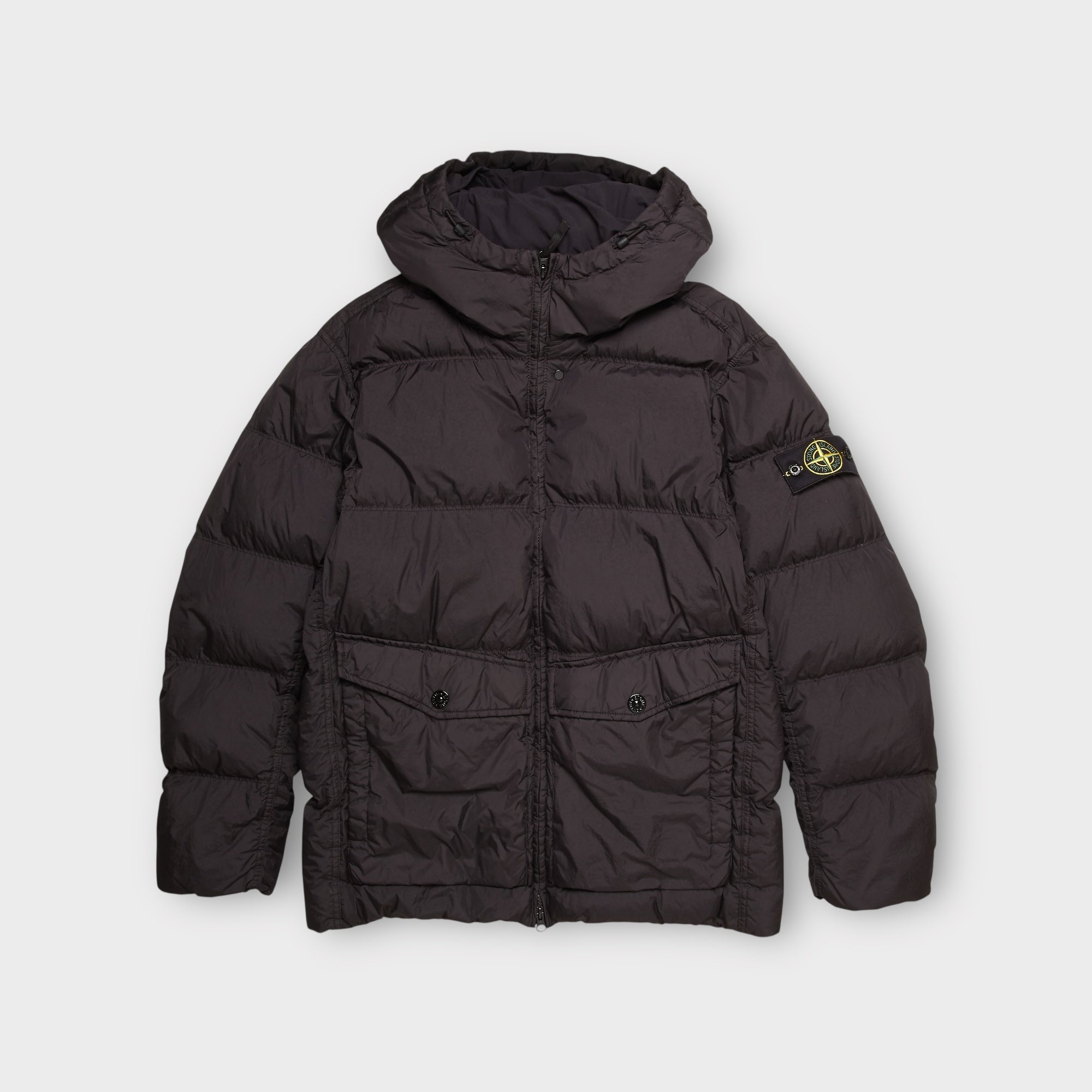 Stone Island Garment Crinkle Reps Dun Hooded Jakke I Sort