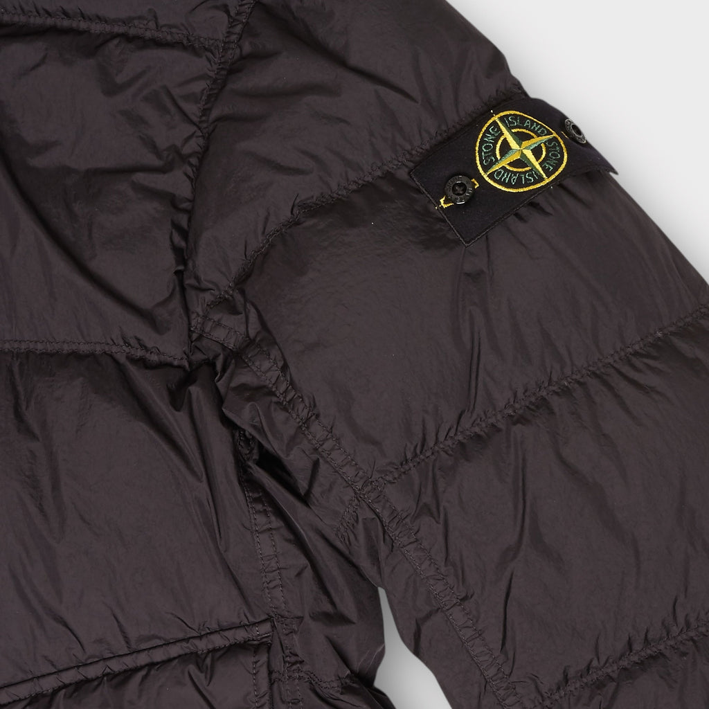 Stone Island Garment Crinkle Reps Dun Hooded Jakke I Sort