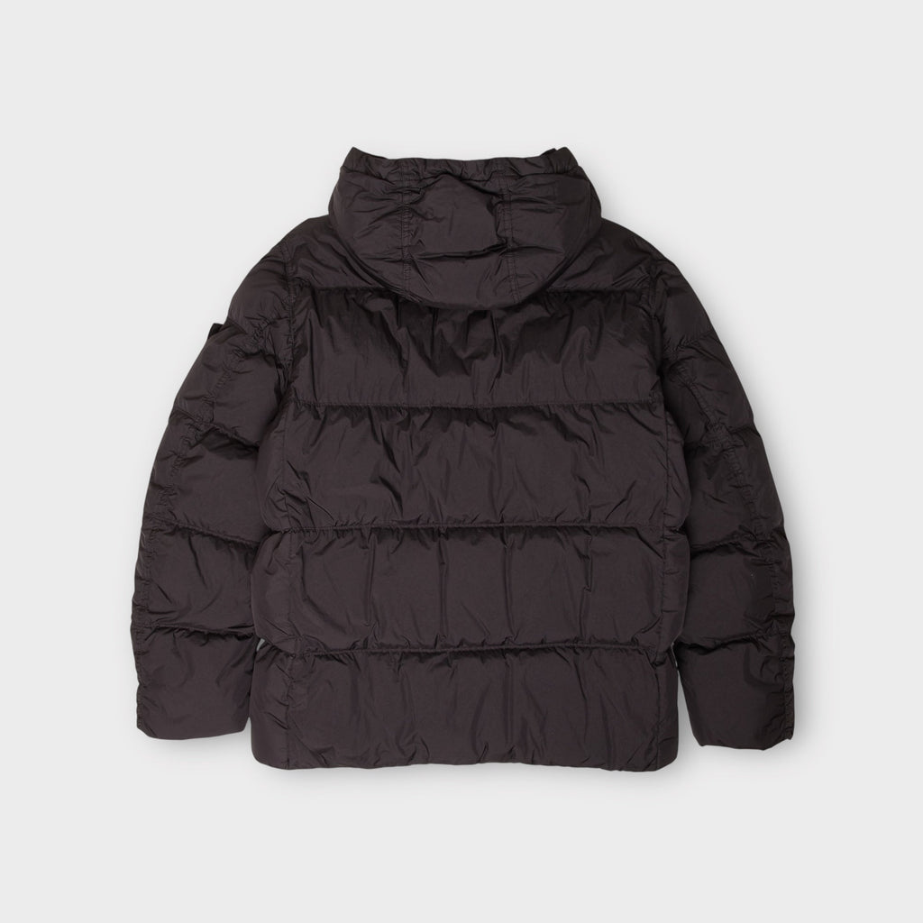 Stone Island Garment Crinkle Reps Dun Hooded Jakke I Sort