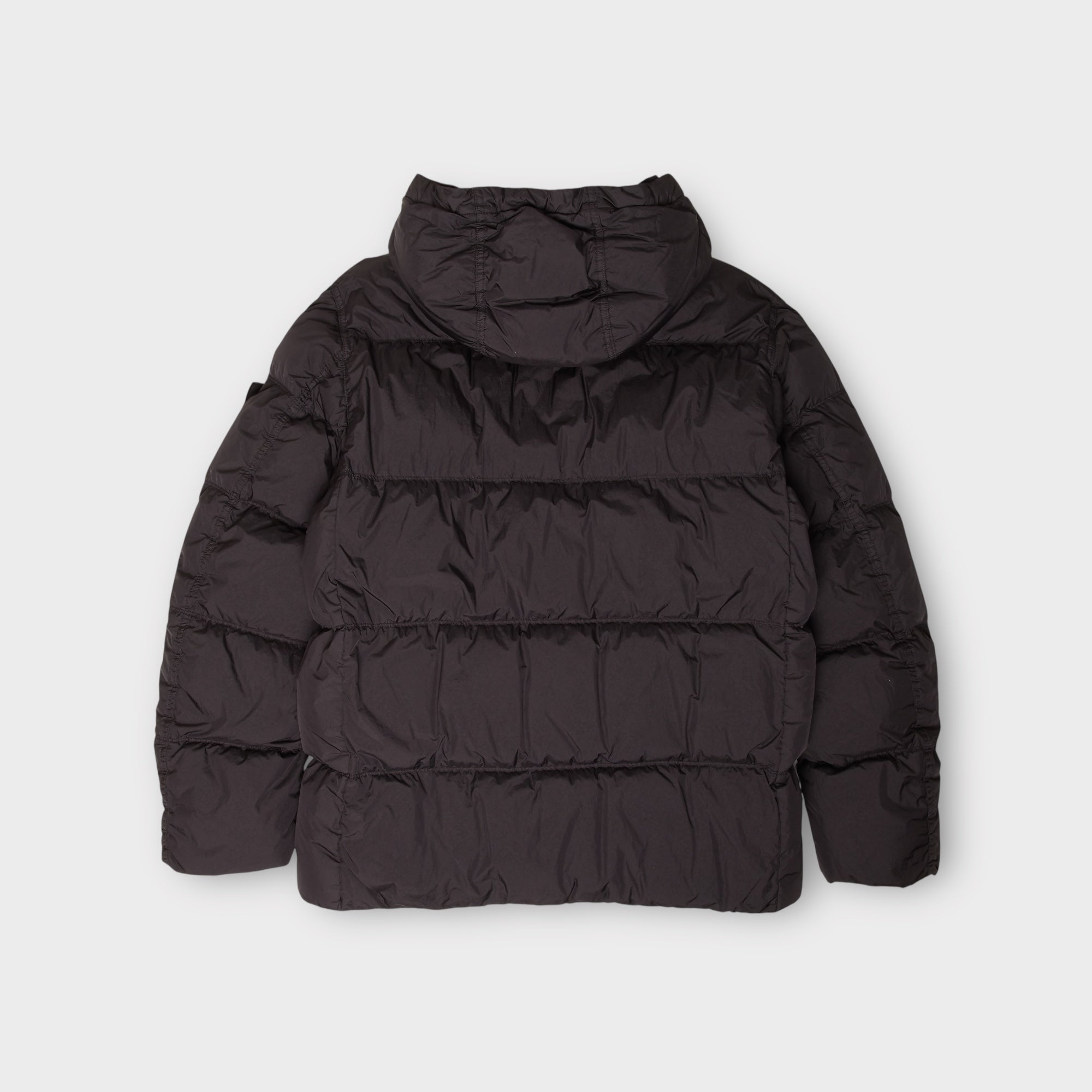 Stone Island Garment Crinkle Reps Dun Hooded Jakke I Sort