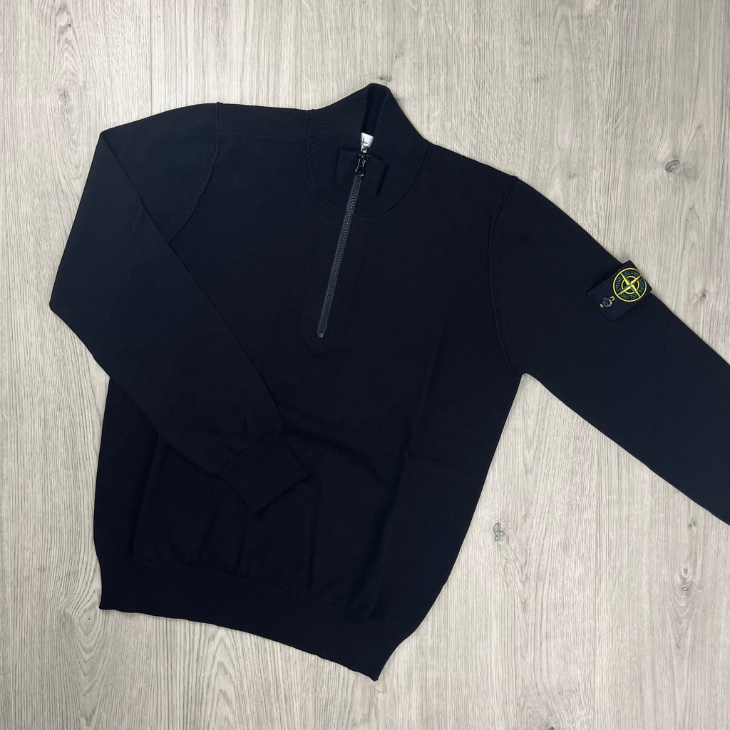 Stone Island Knit Half Zip Fleece - Black -Usfansport