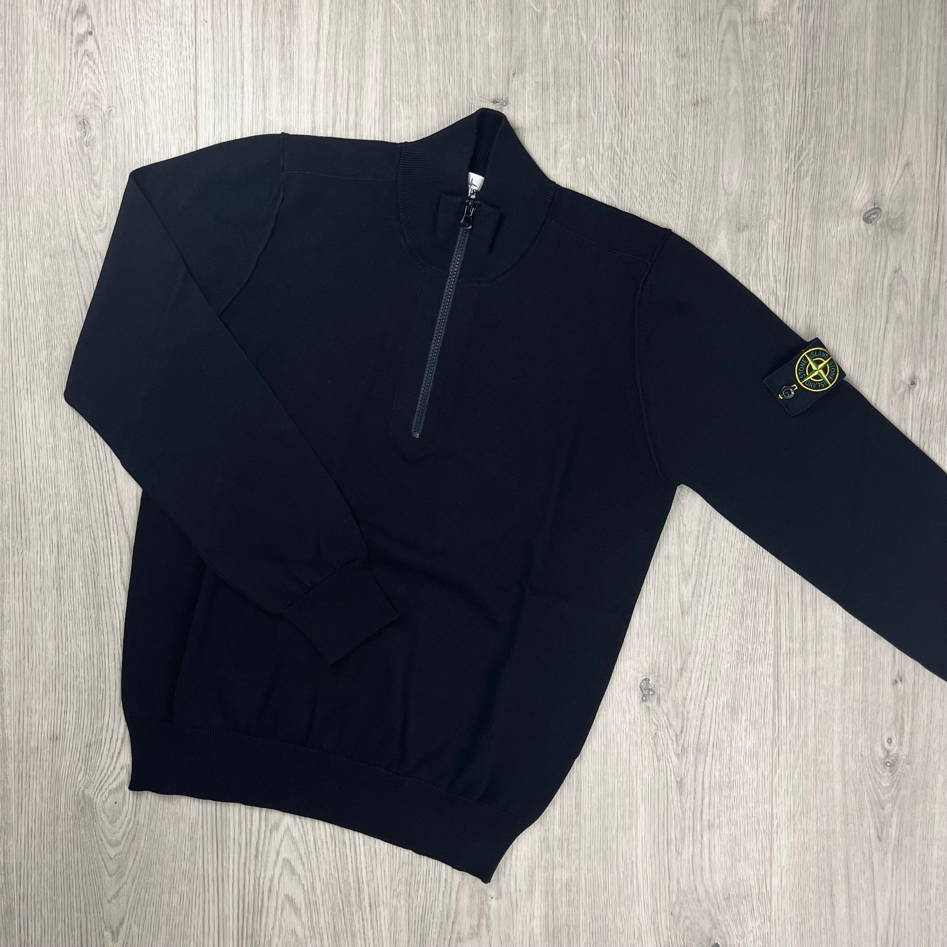 Stone Island Knit Half Zip Fleece - Black -Usfansport