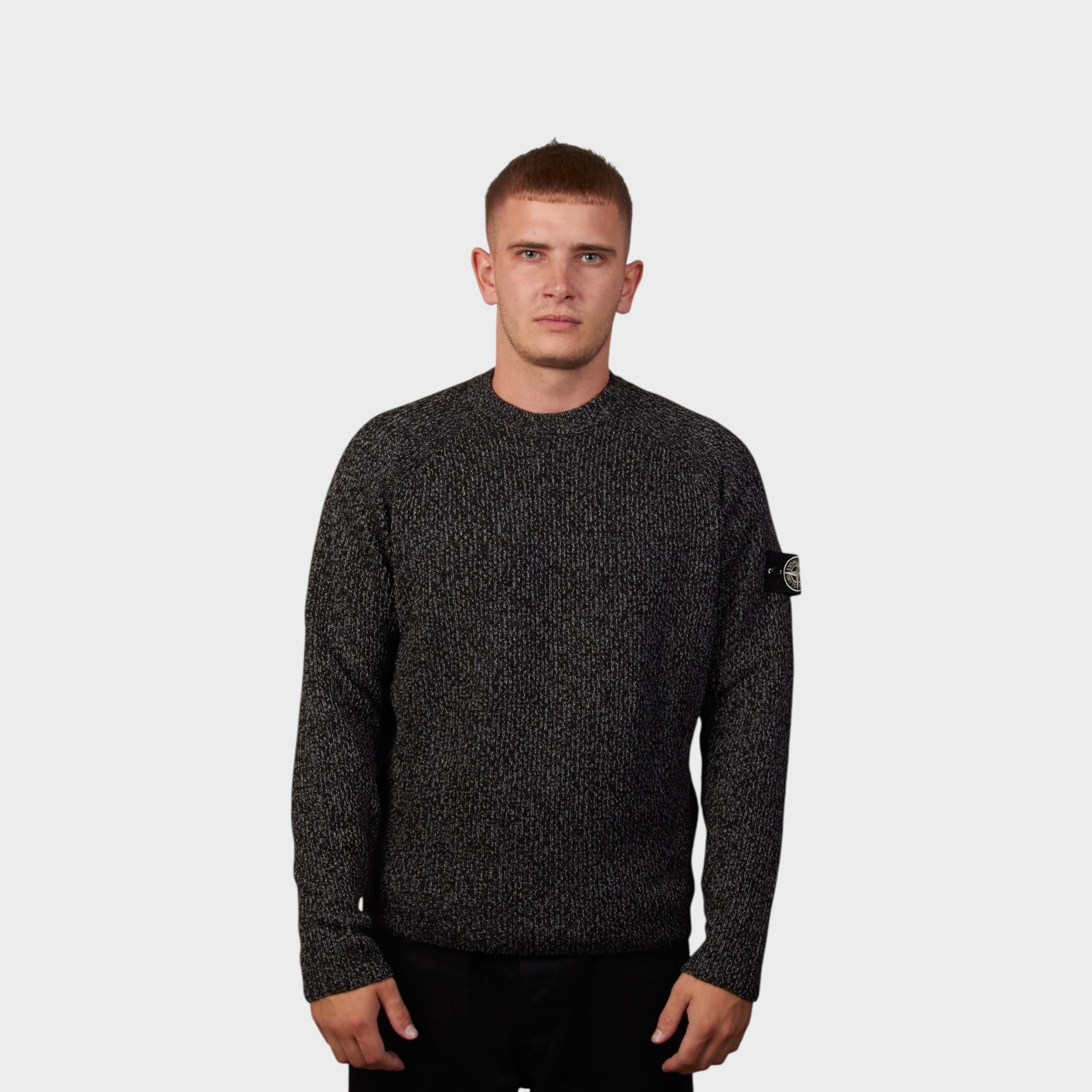 Stone Island Knit Reflective Jumper I Black Melange