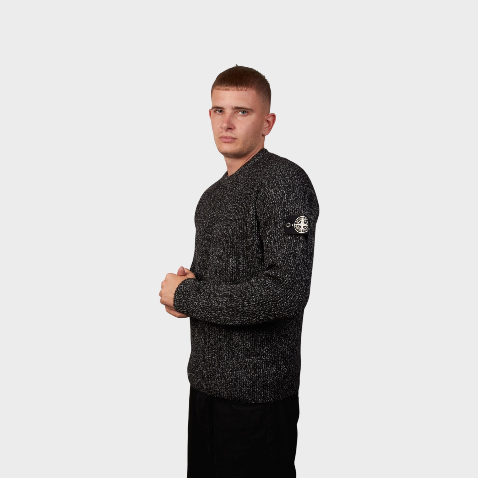Stone Island Knit Reflective Jumper I Black Melange