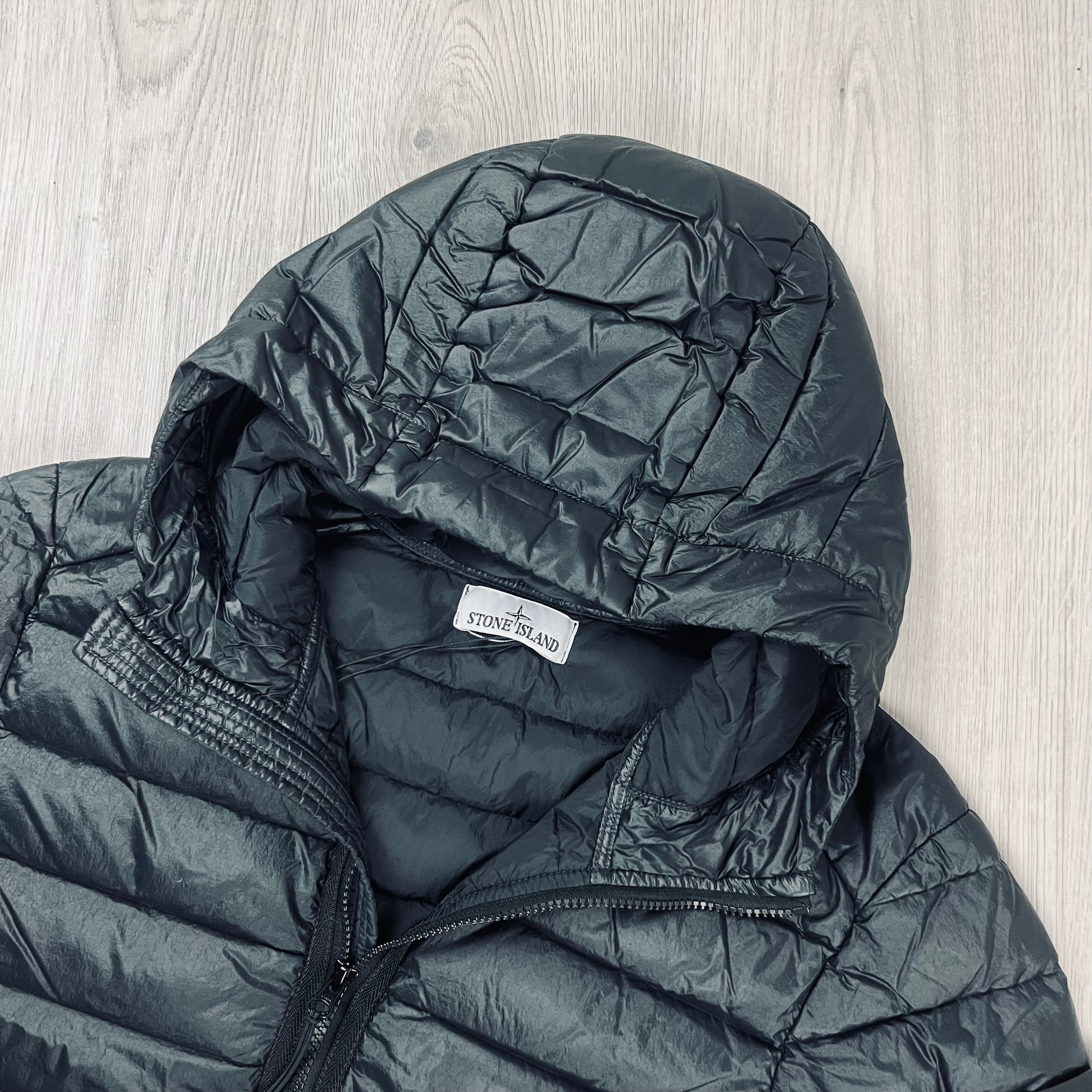 Stone Island Woven Down Jacket - Black -Usfansport