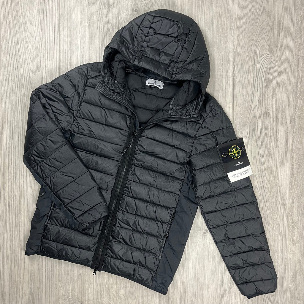 Stone Island Woven Down Jacket - Black -Usfansport