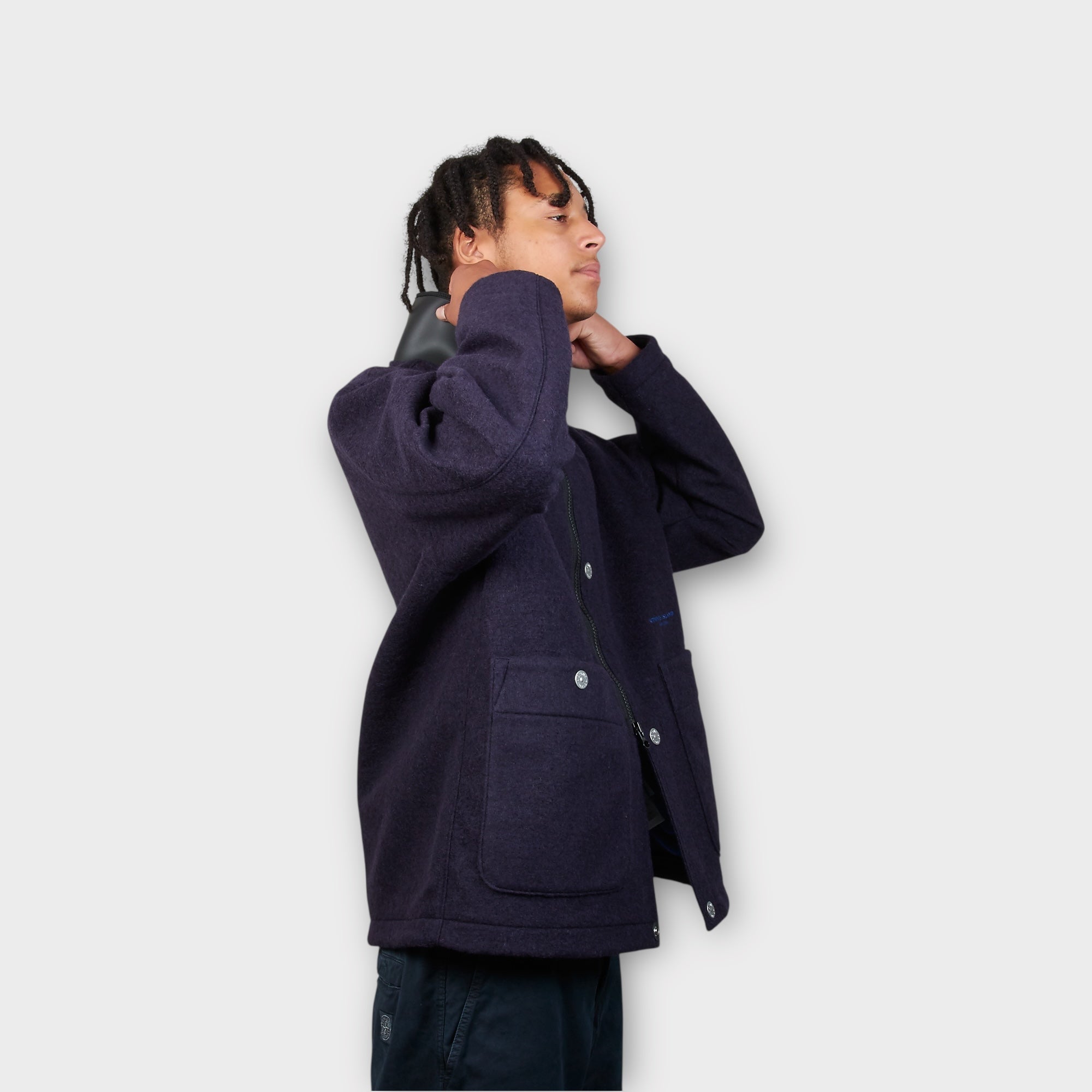 Stone Island Marina Felted Wool Polyester Jacket I Navy