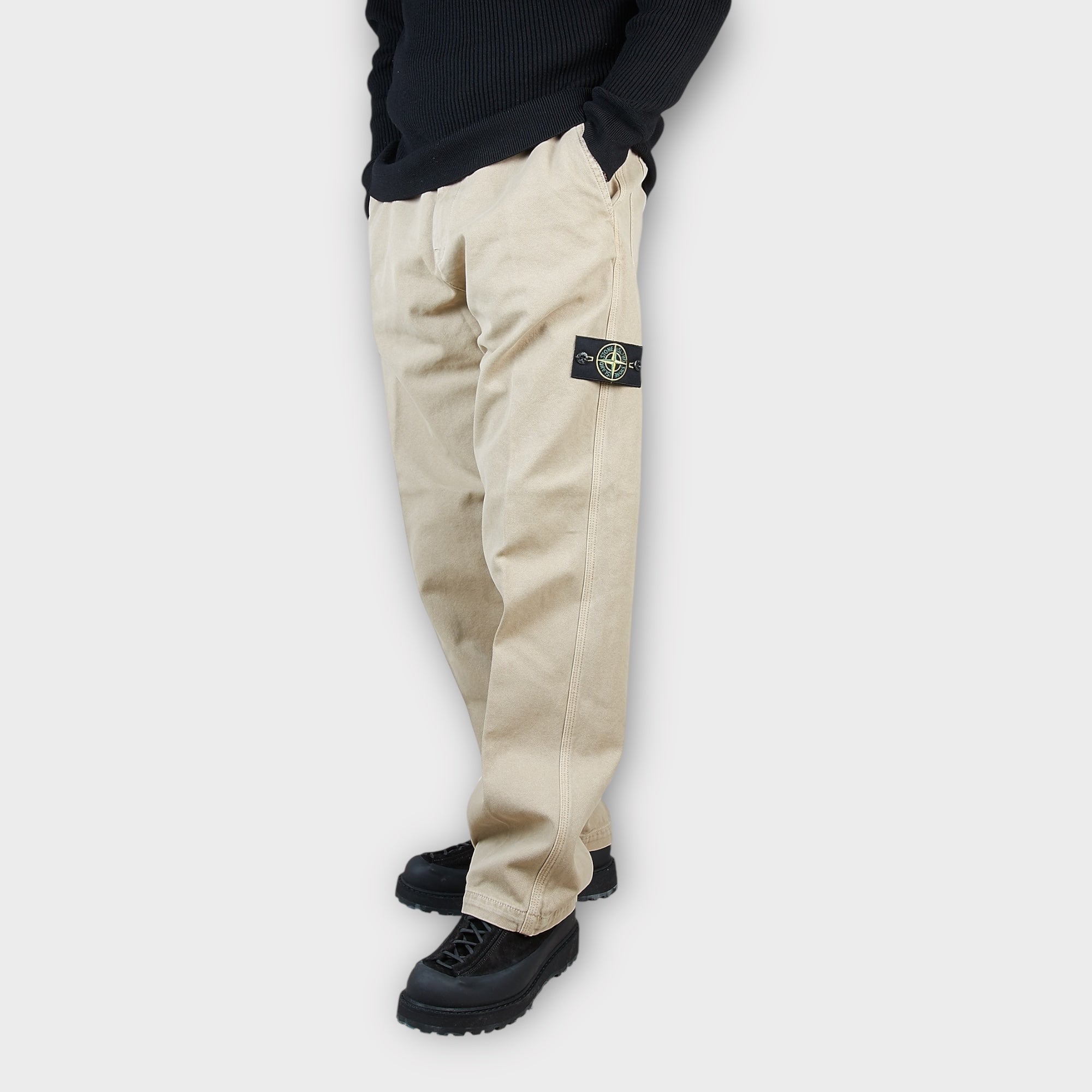 Stone Island Logo Loose Fit Bukser I Sand