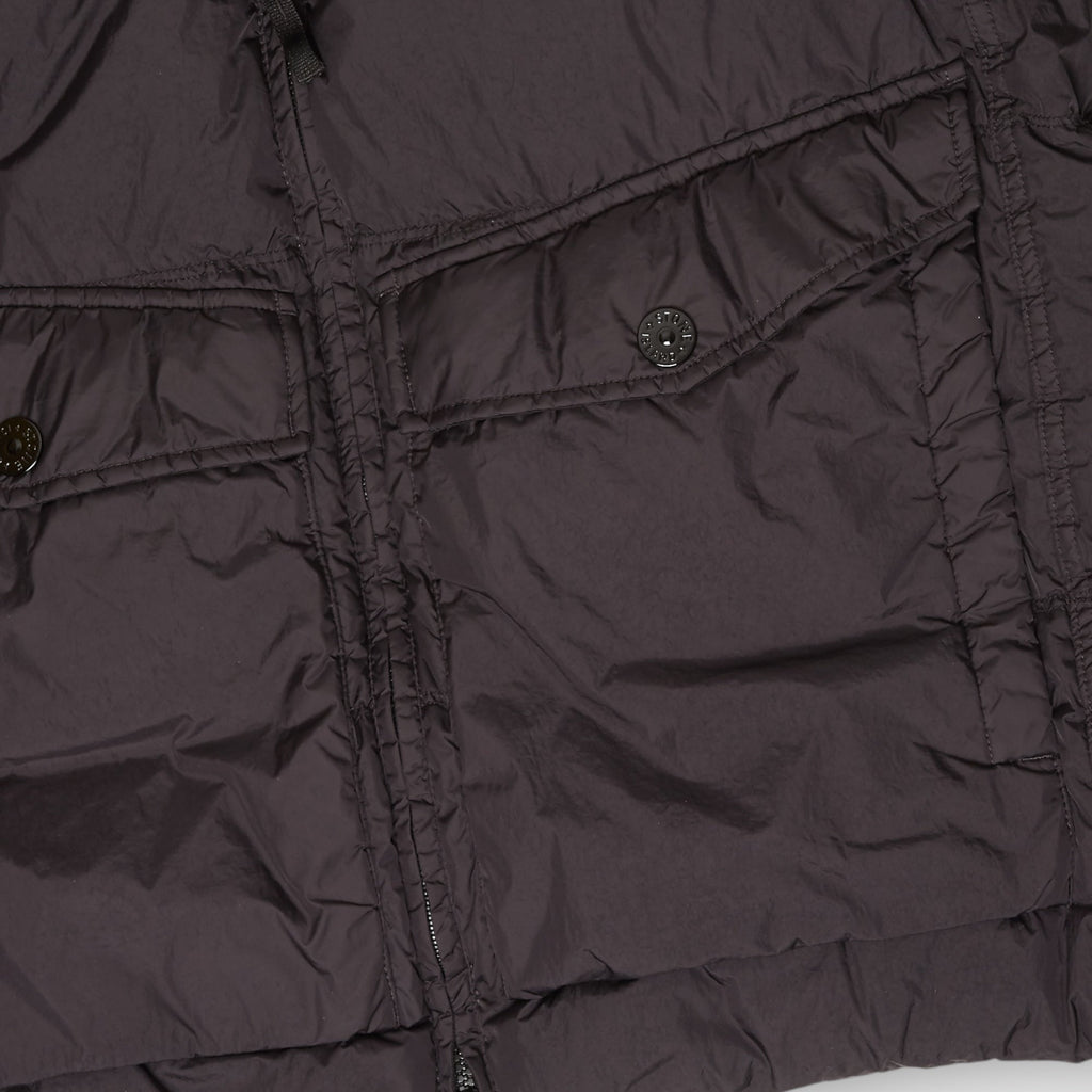 Stone Island Garment Crinkle Reps Dun Hooded Jakke I Sort