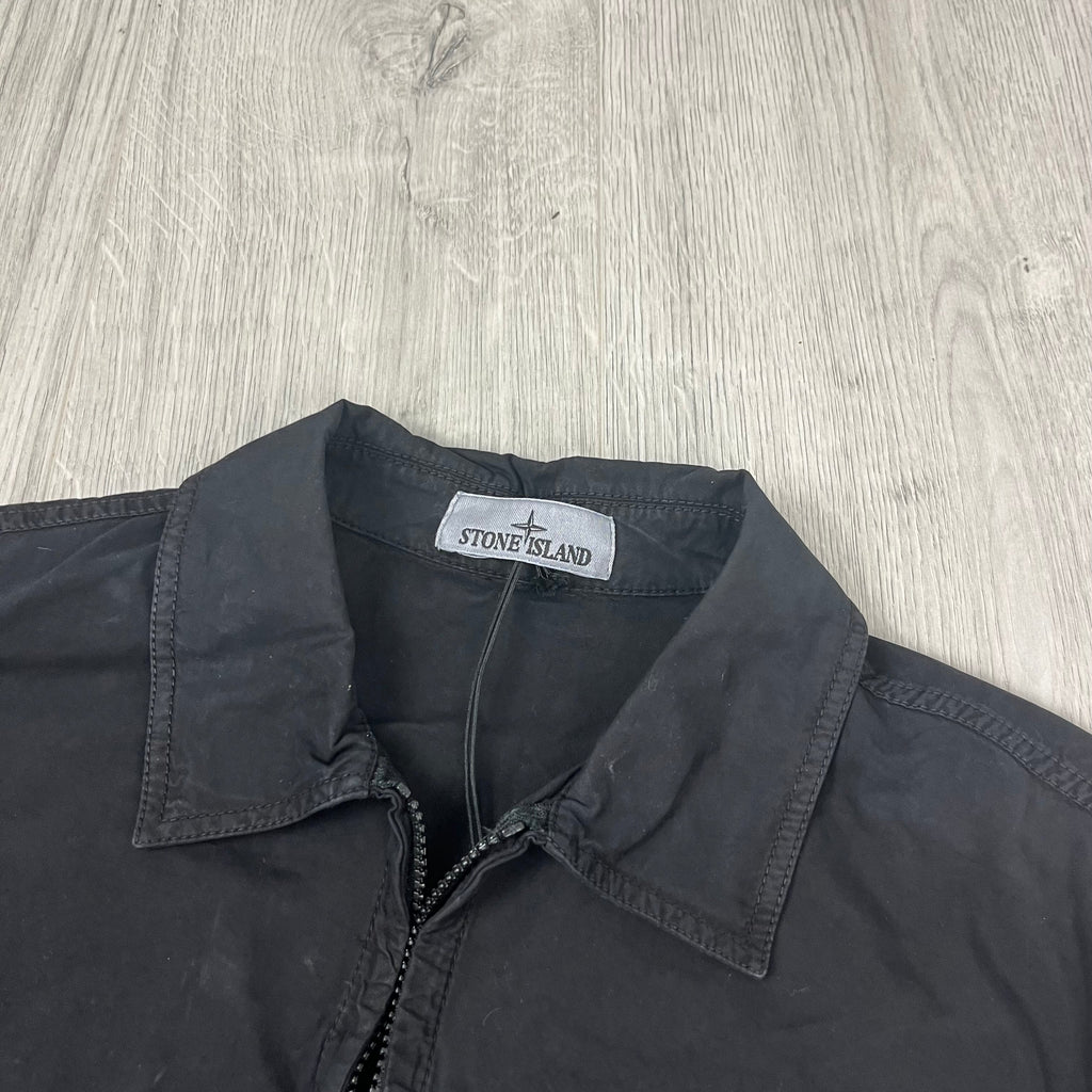 Stone Island Zip Overshirt - Black -Usfansport