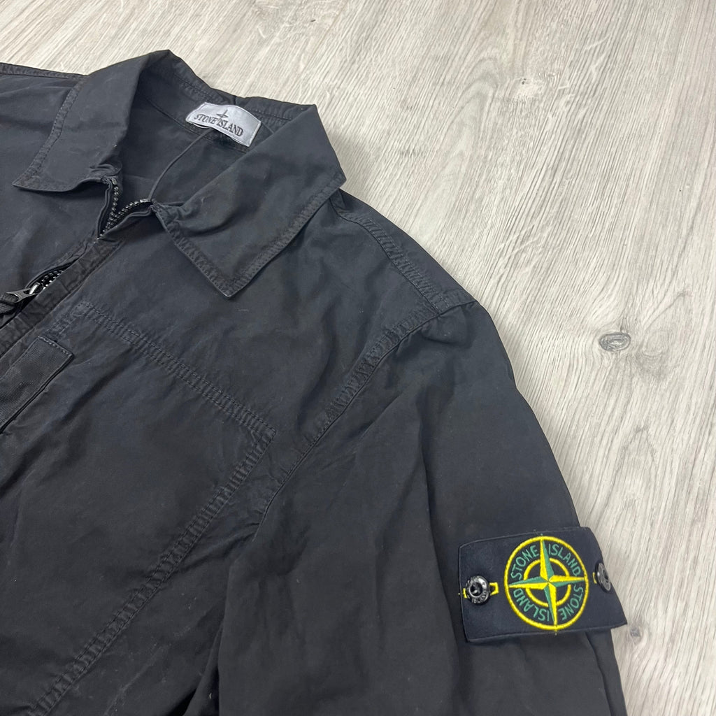 Stone Island Zip Overshirt - Black -Usfansport