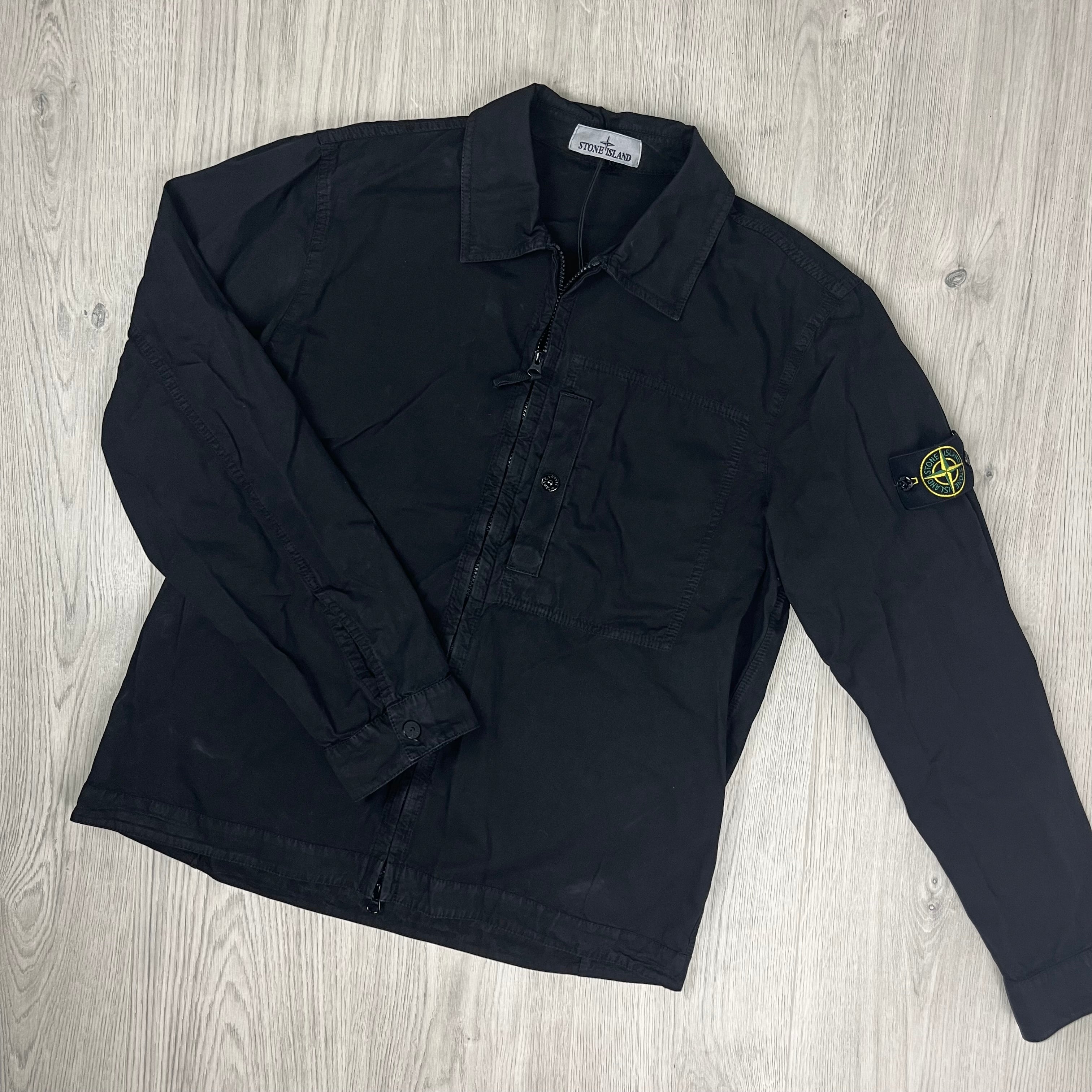 Stone Island Zip Overshirt - Black -Usfansport