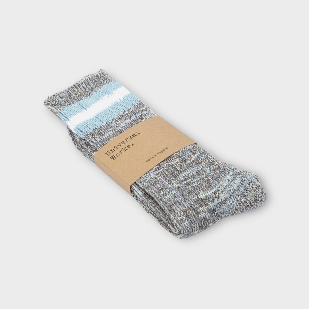 Universal Works Everyday Stripe Cotton Strømper I Cornish Blue