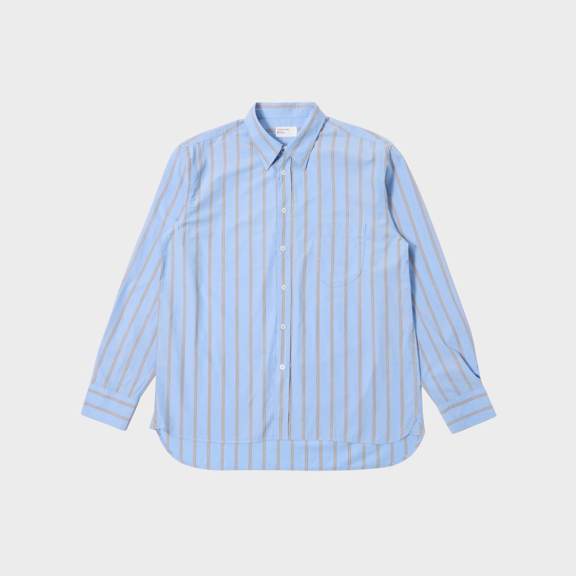 Universal Works Lazy Day Pop Stripe Four Skjorte I Blå