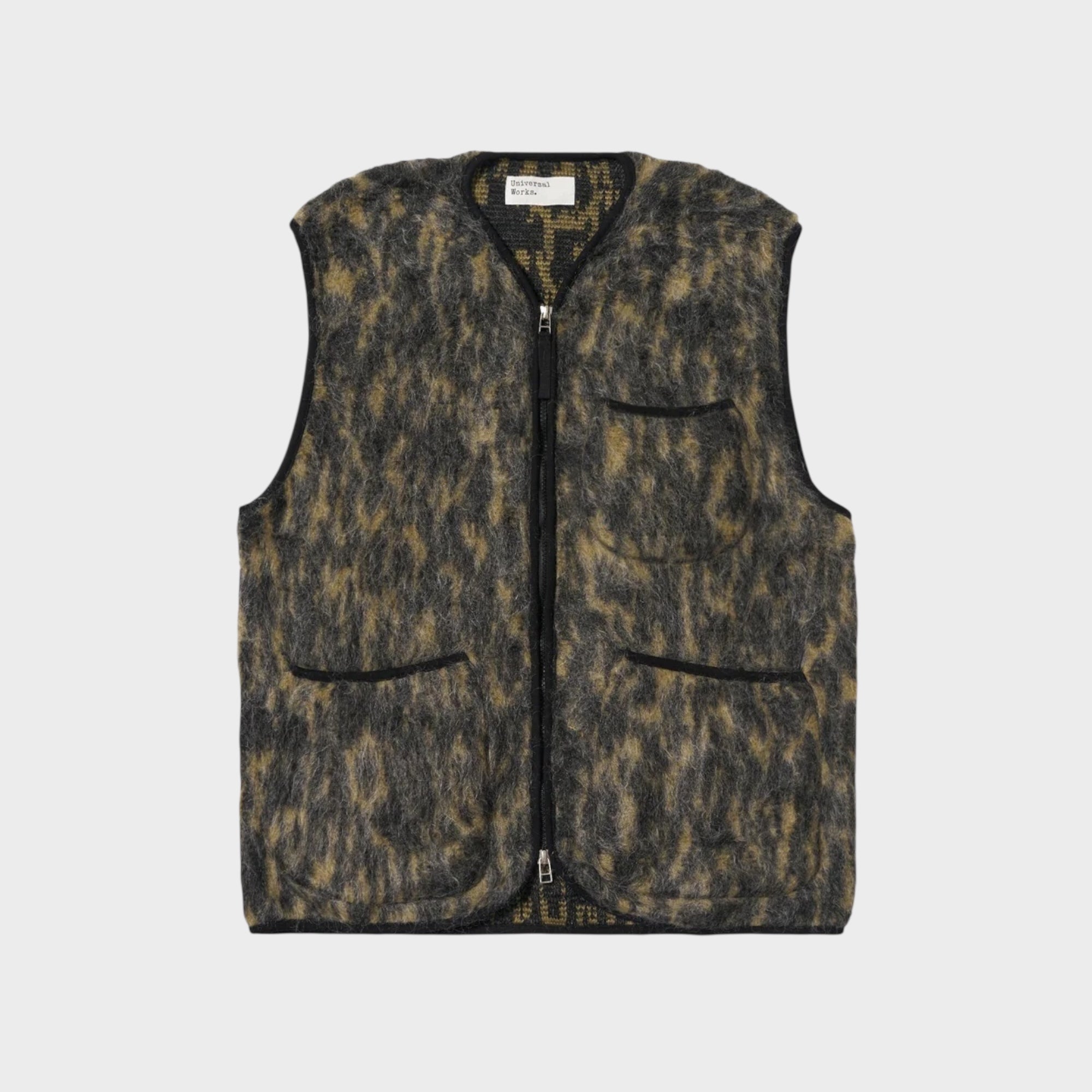 Universal Works Zip Dolce Fleece Vest I Charcoal